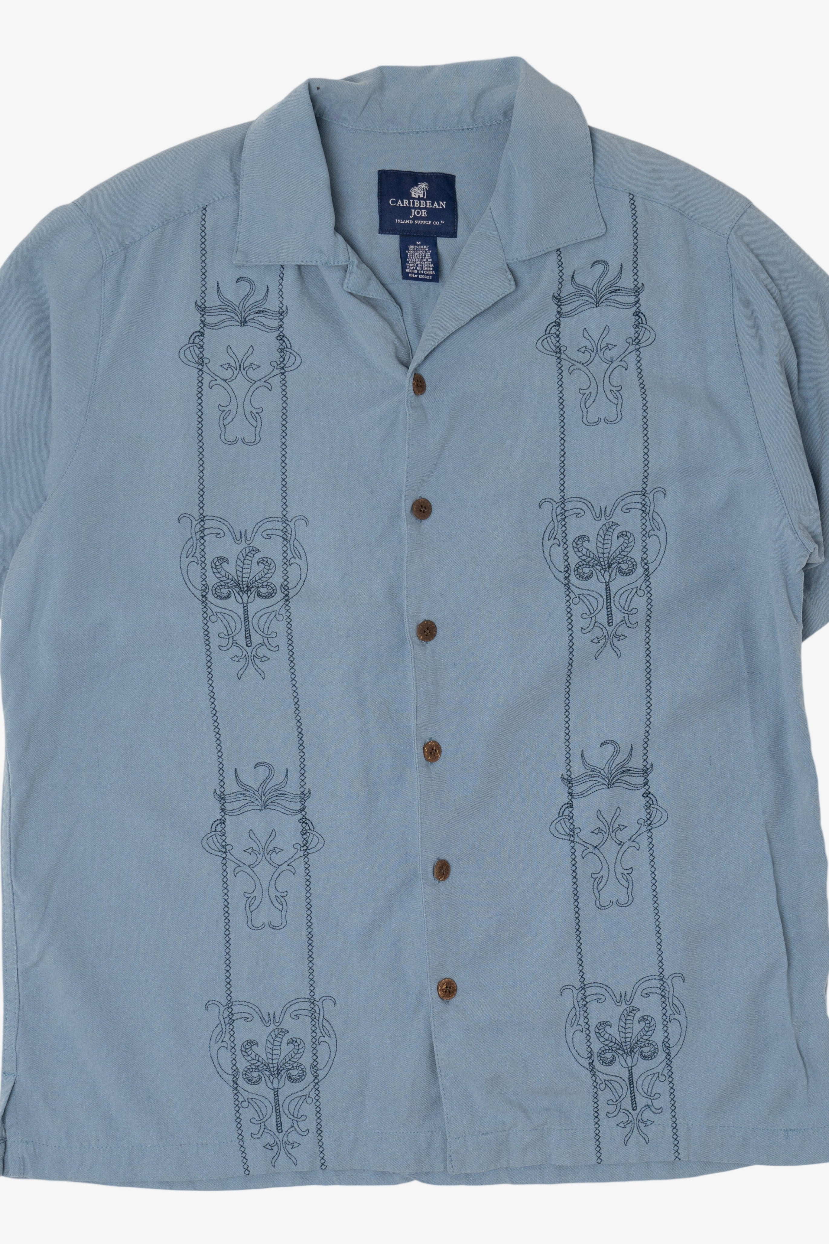 Vintage Blue Caribbean Joe Silk Button Up Shirt (2000s)