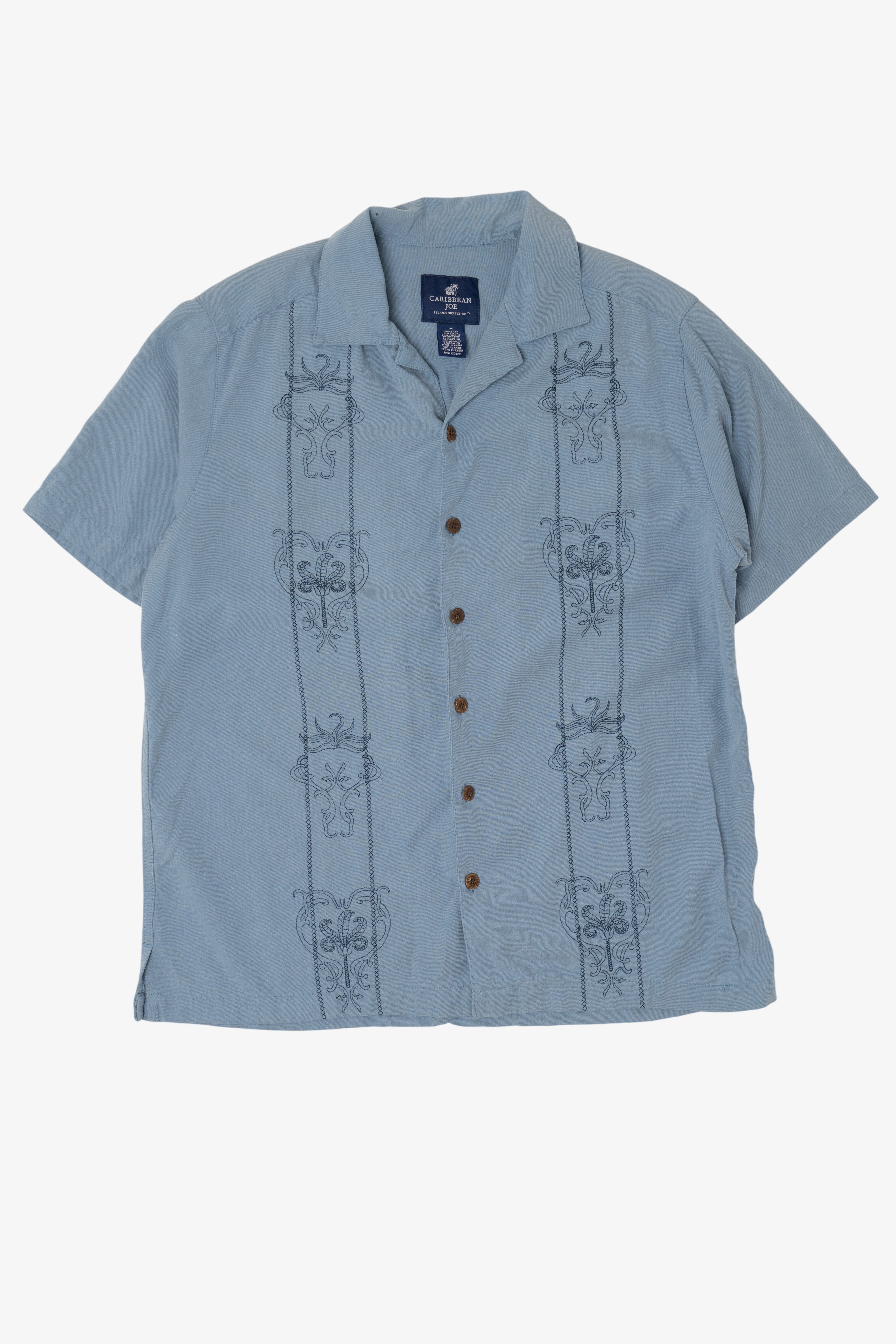 Vintage Blue Caribbean Joe Silk Button Up Shirt (2000s)