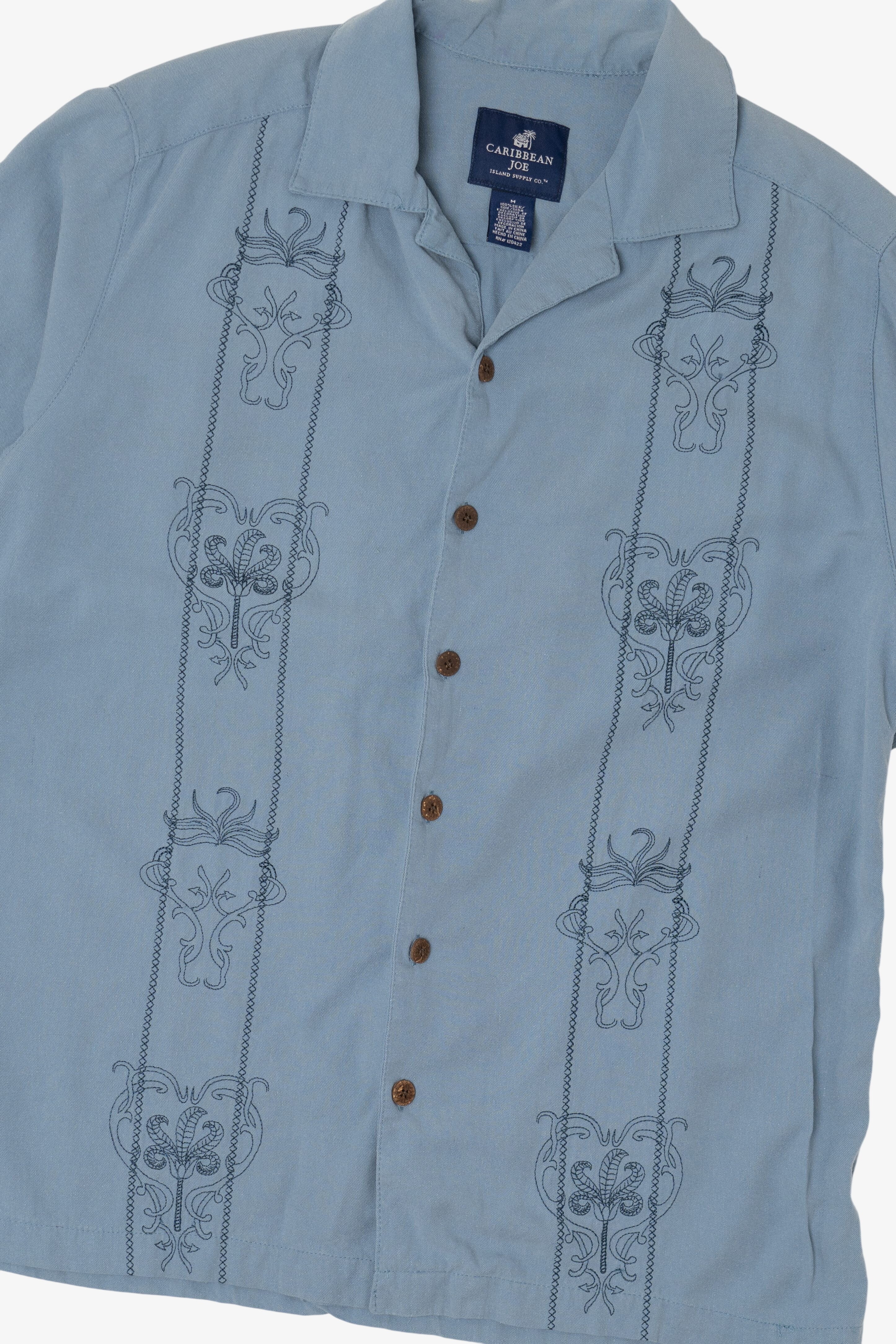 Vintage Blue Caribbean Joe Silk Button Up Shirt (2000s)