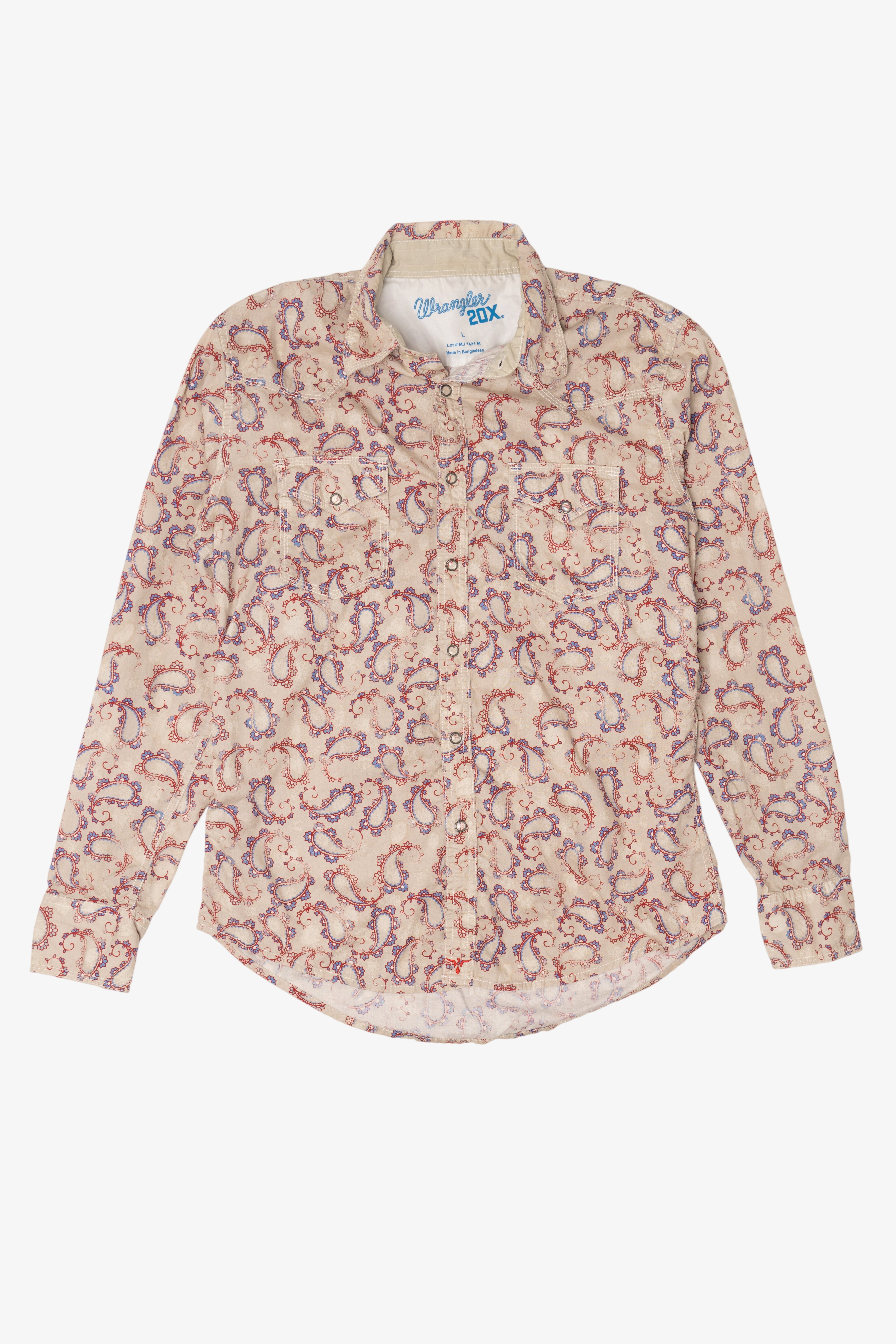 Beige Paisley Pattern Wrangler Button Up Shirt (2010s)