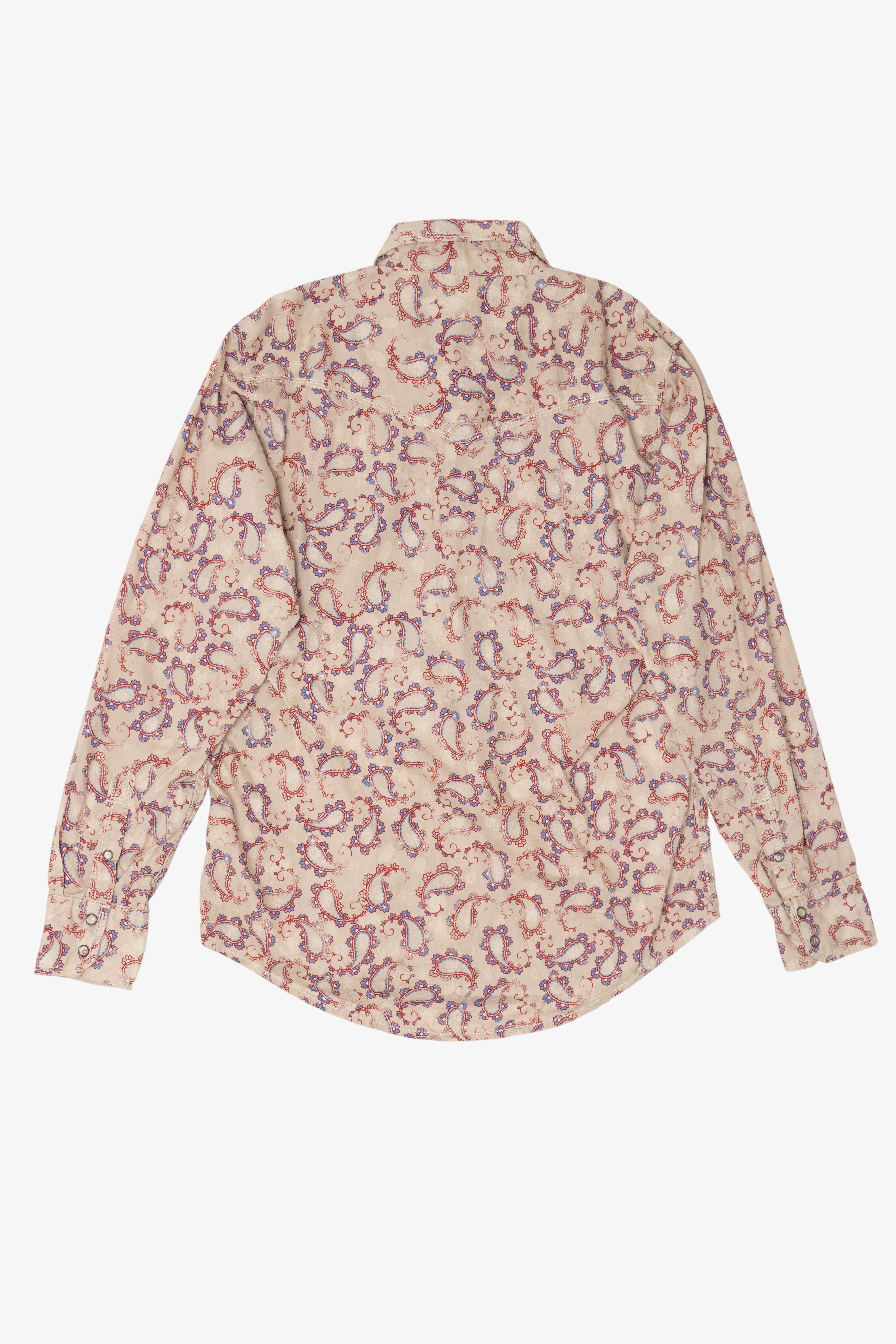 Beige Paisley Pattern Wrangler Button Up Shirt (2010s)