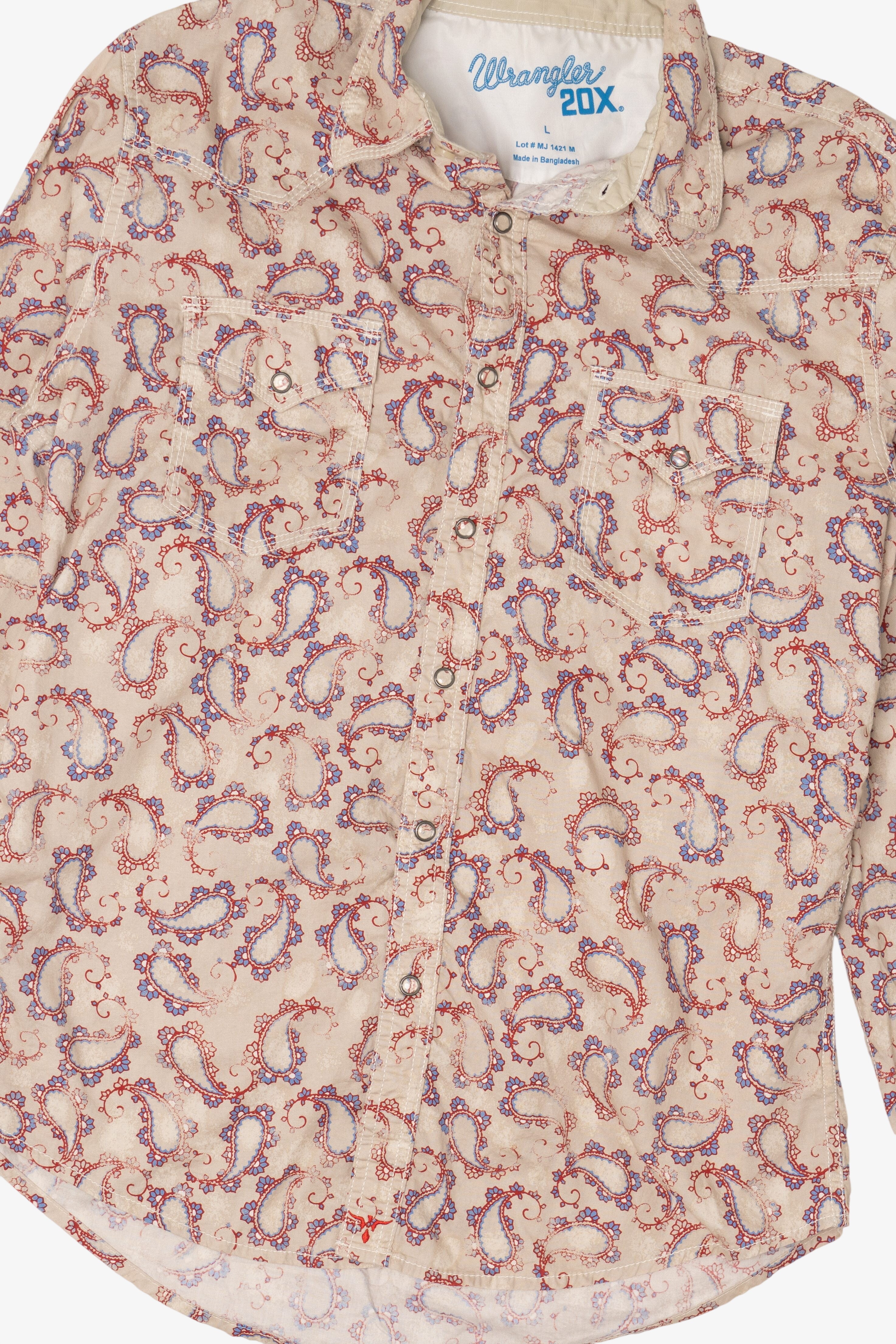 Beige Paisley Pattern Wrangler Button Up Shirt (2010s)