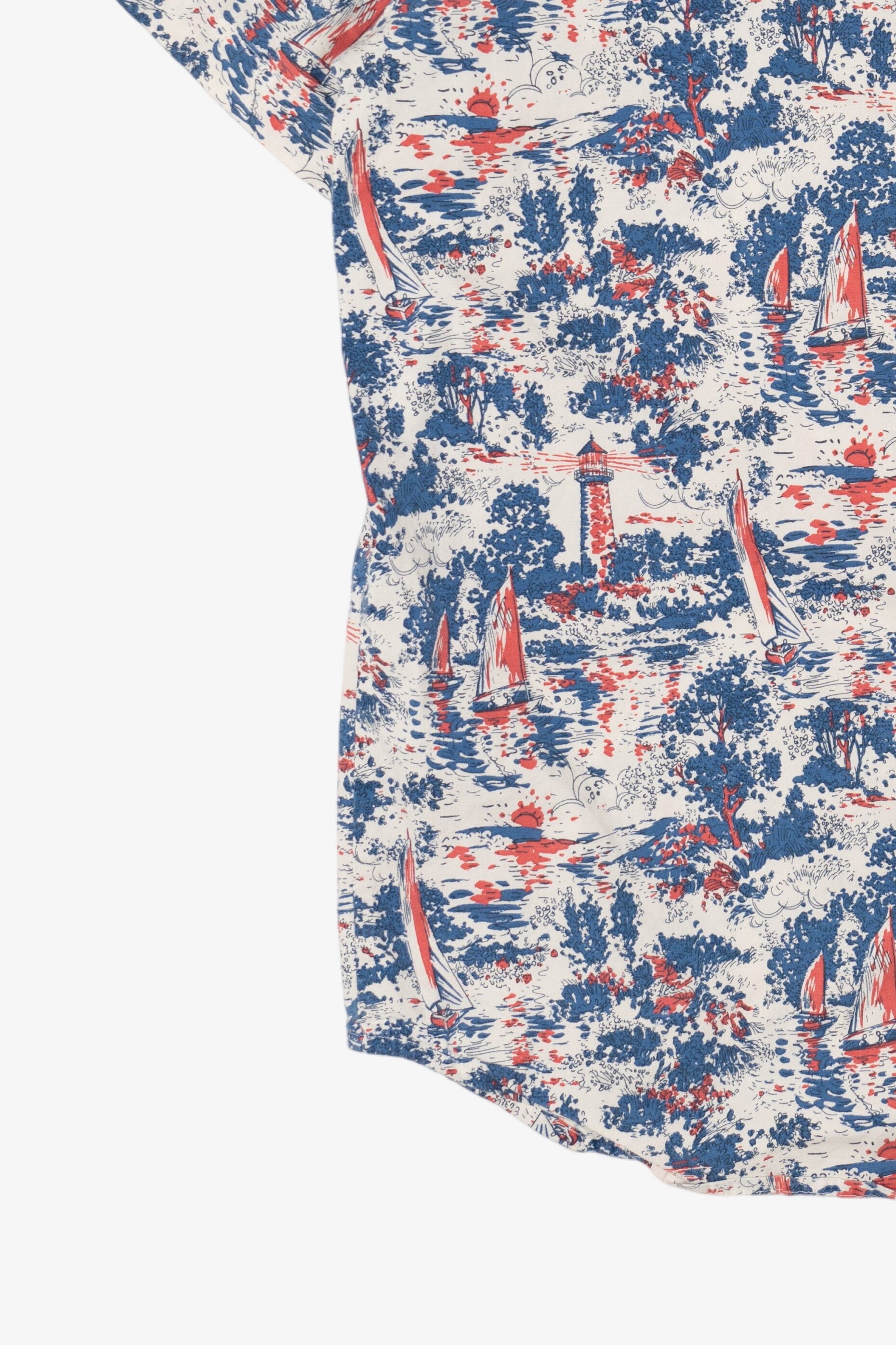 Lighthouse Sailboat Pattern Columbia Button Up Shirt (2010s)