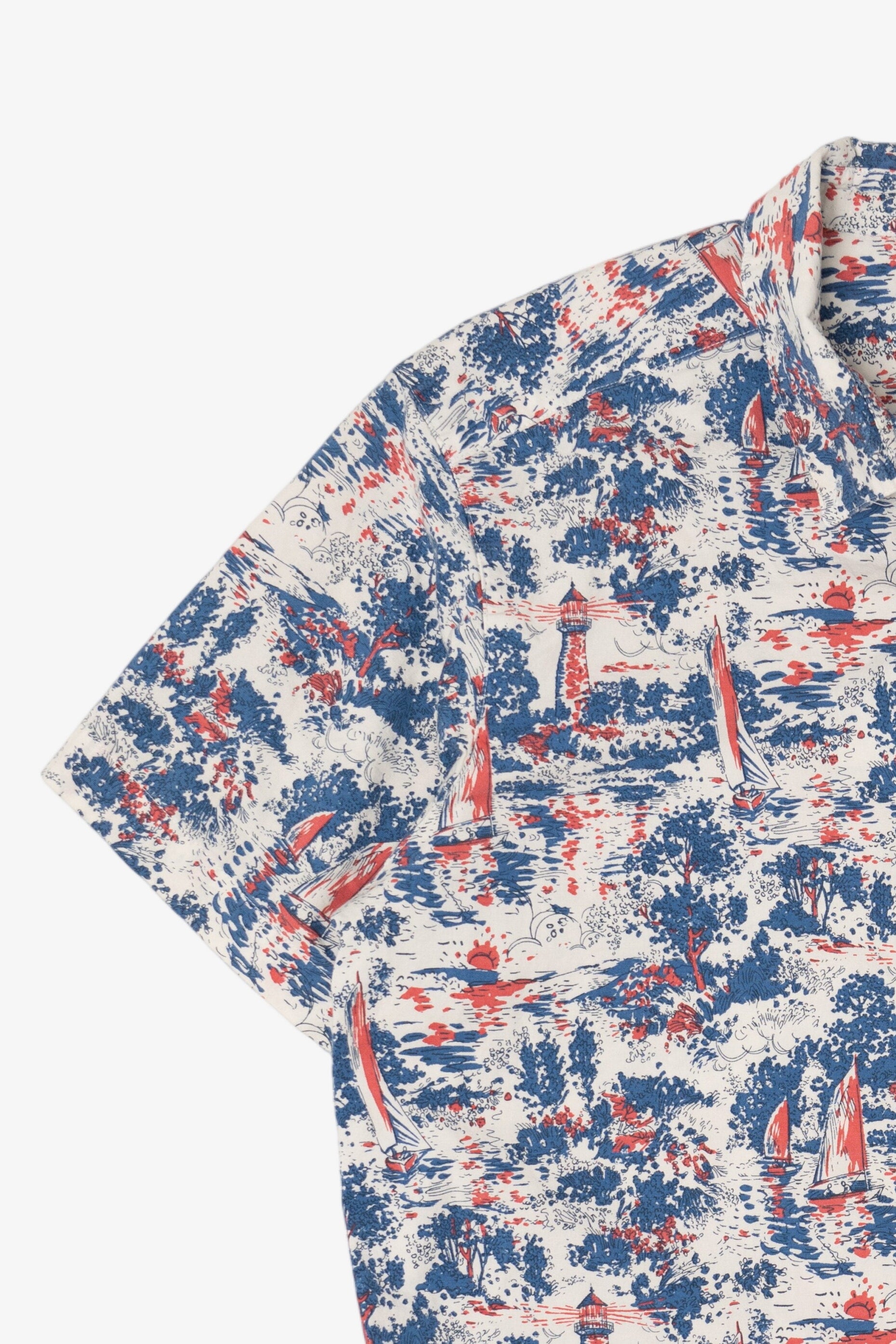 Lighthouse Sailboat Pattern Columbia Button Up Shirt (2010s)