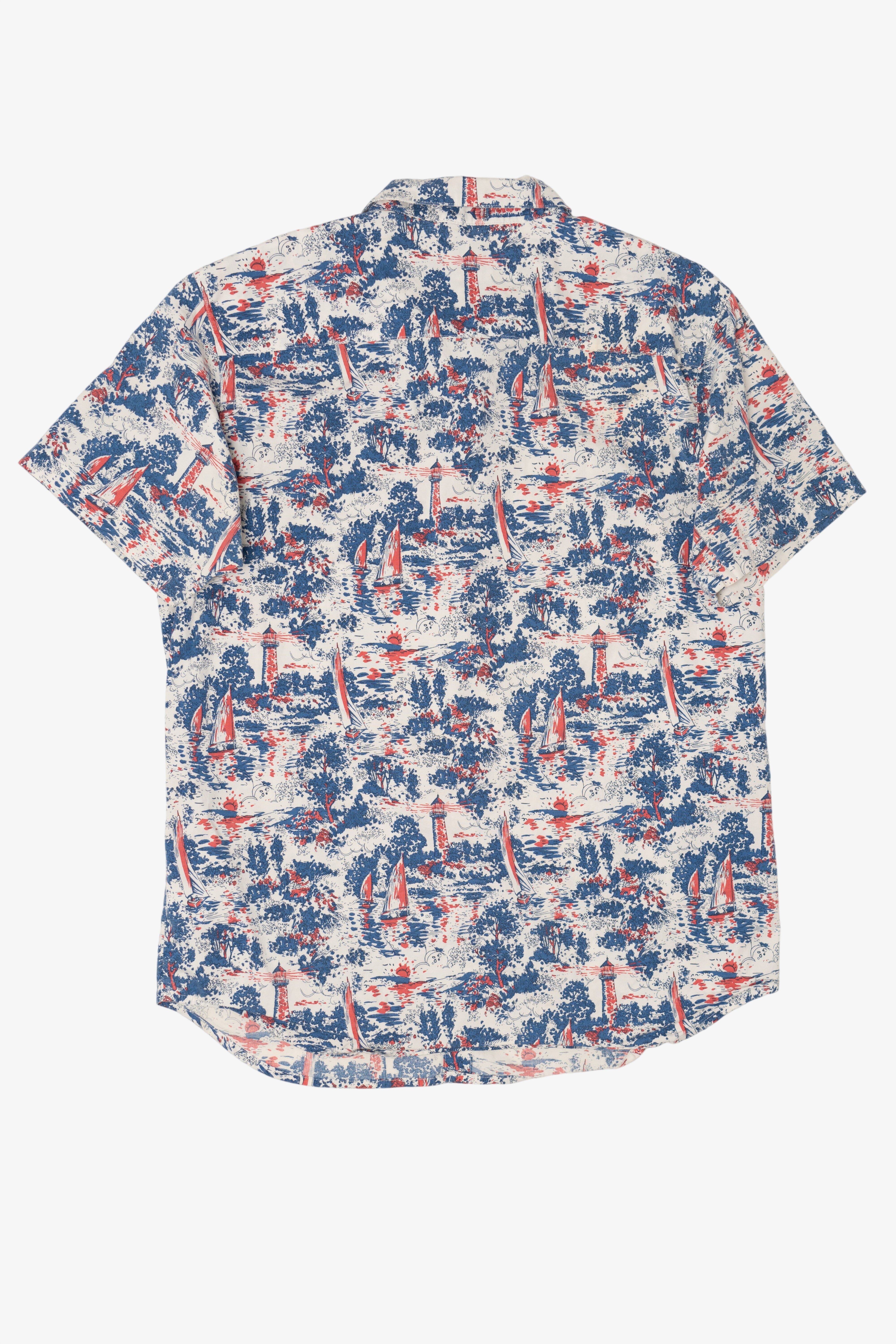 Lighthouse Sailboat Pattern Columbia Button Up Shirt (2010s)
