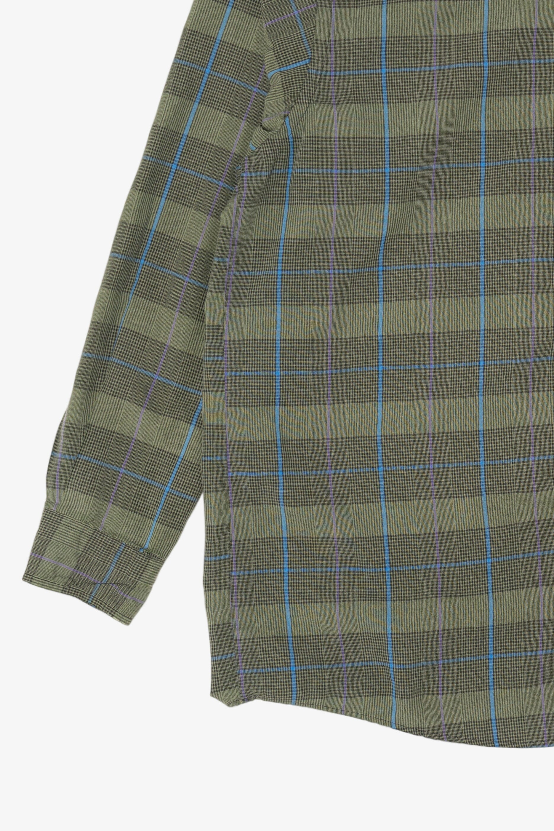 Vintage Green Plaid Van Heusen 417 Single Needle Tailoring Button Up Shirt (1990s)