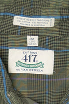 Vintage Green Plaid Van Heusen 417 Single Needle Tailoring Button Up Shirt (1990s)