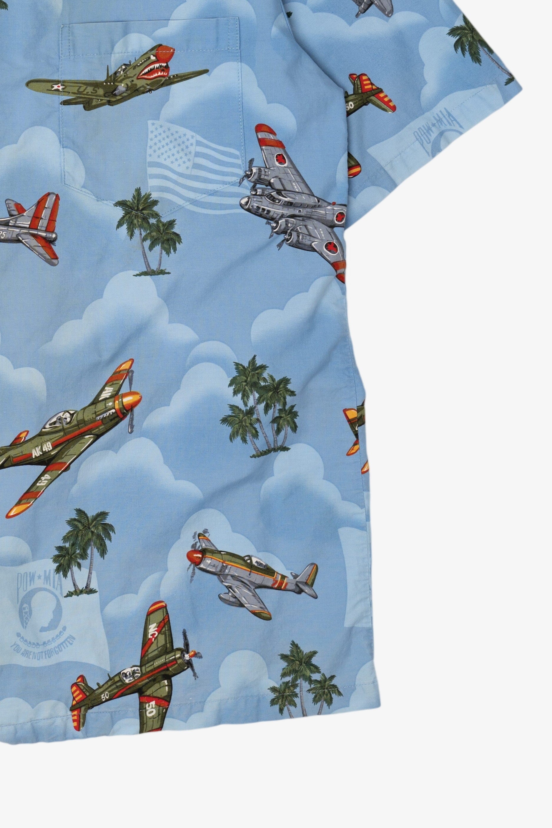 Vintage World War 2 Planes Pacific Legend Hawaiian Button Up Shirt (2000s)