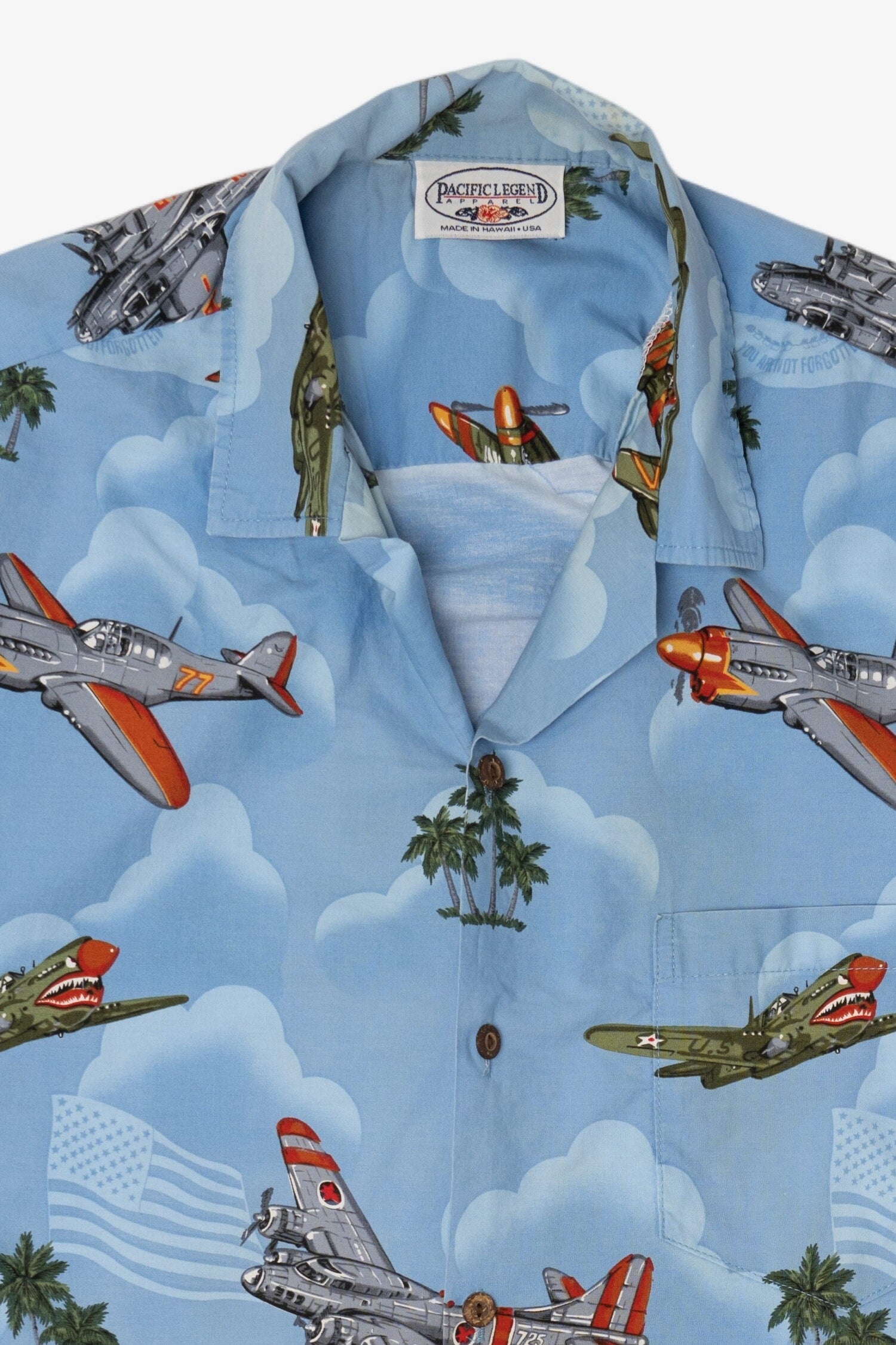 Vintage World War 2 Planes Pacific Legend Hawaiian Button Up Shirt (2000s)