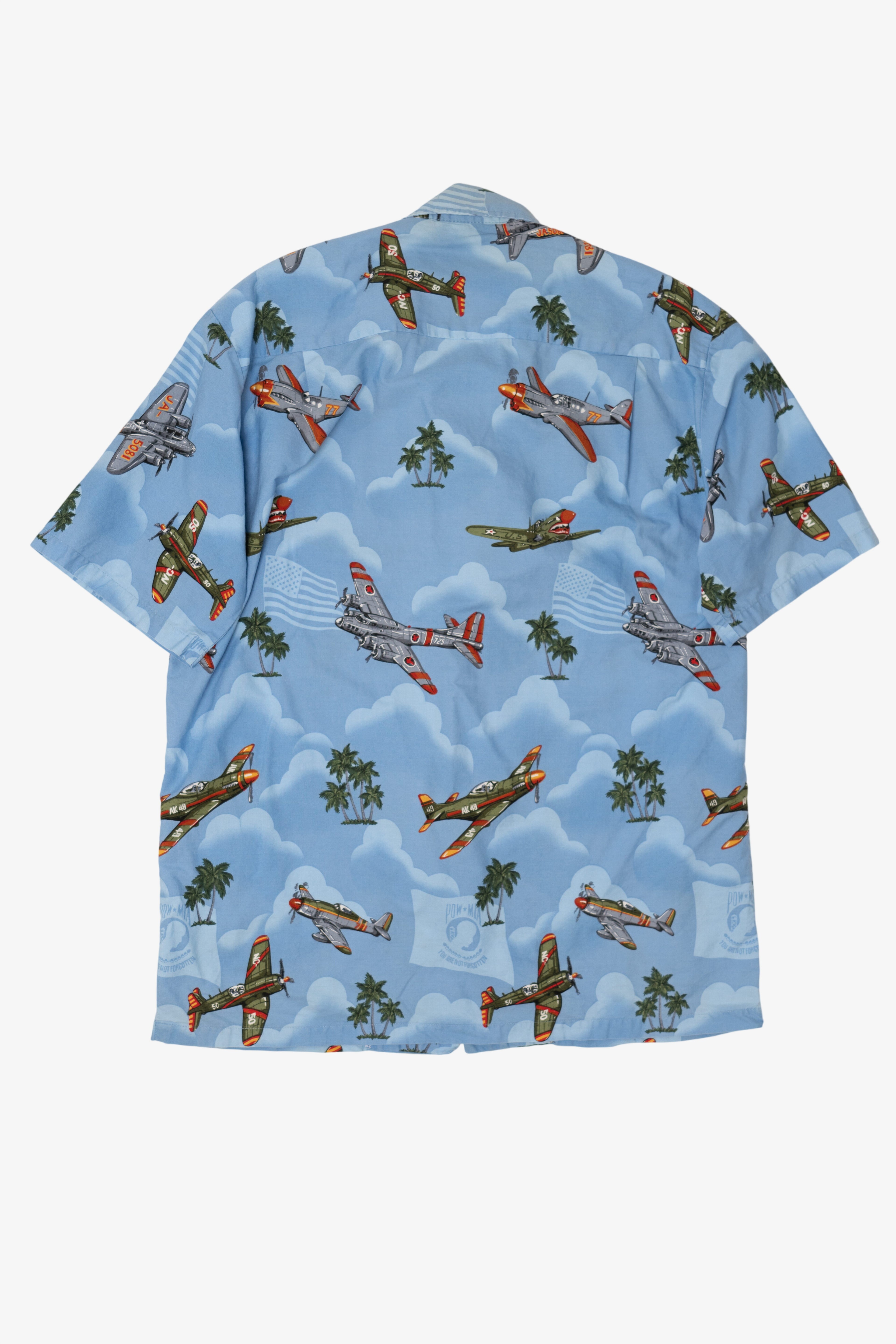 Vintage World War 2 Planes Pacific Legend Hawaiian Button Up Shirt (2000s)
