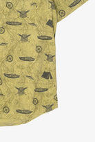 Light Green Outdoors Camping Pattern button Up Shirt (2010s)