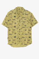 Light Green Outdoors Camping Pattern button Up Shirt (2010s)