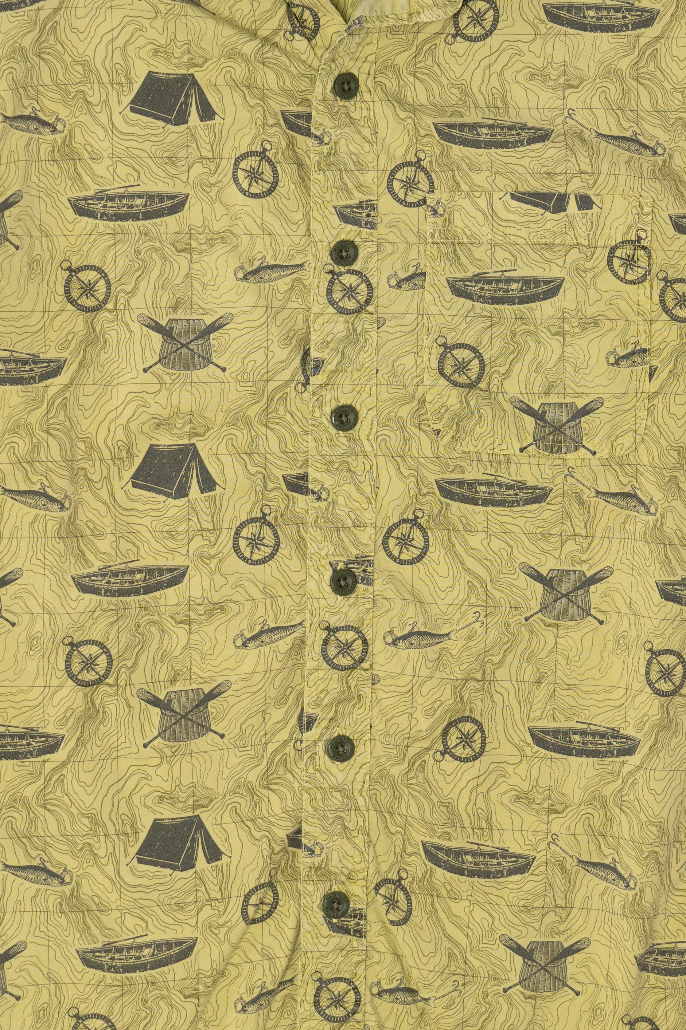 Light Green Outdoors Camping Pattern button Up Shirt (2010s)