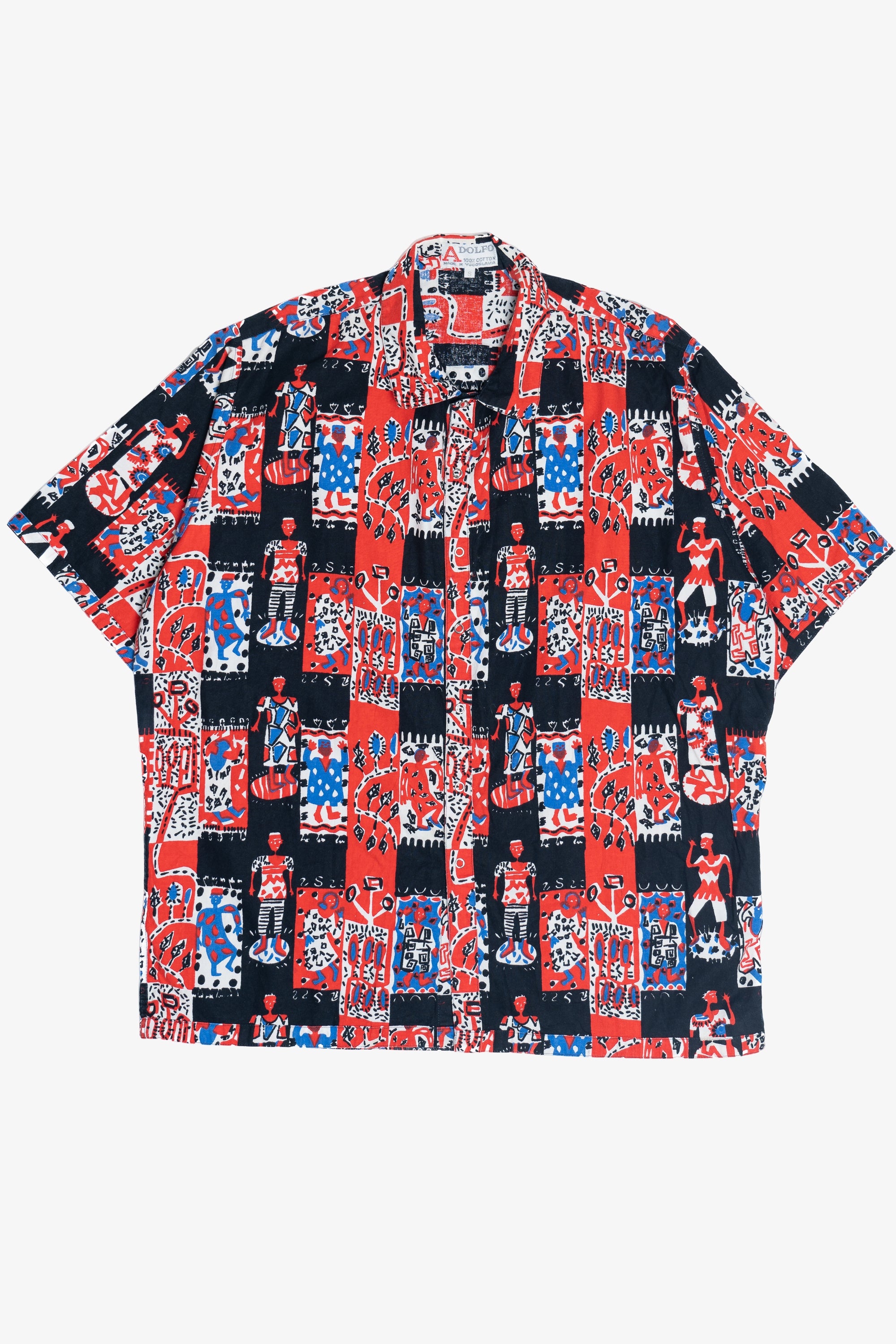 Vintage Dancing People All Over Print Adolfo Button Up Shirt (1980s)