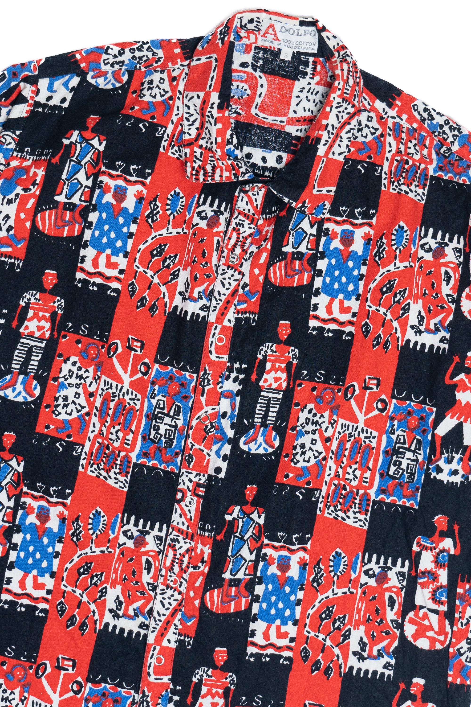 Vintage Dancing People All Over Print Adolfo Button Up Shirt (1980s)