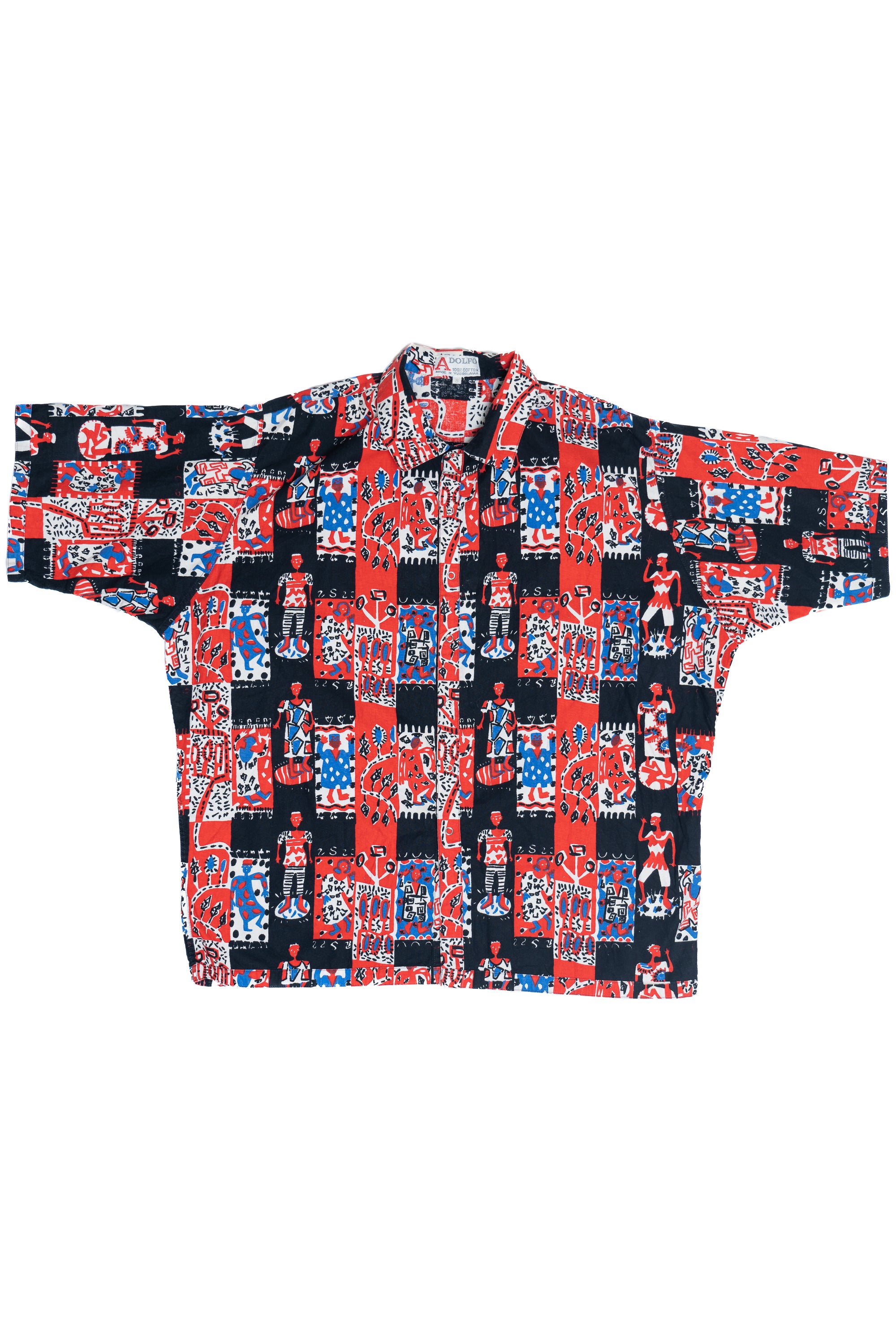 Vintage Dancing People All Over Print Adolfo Button Up Shirt (1980s)