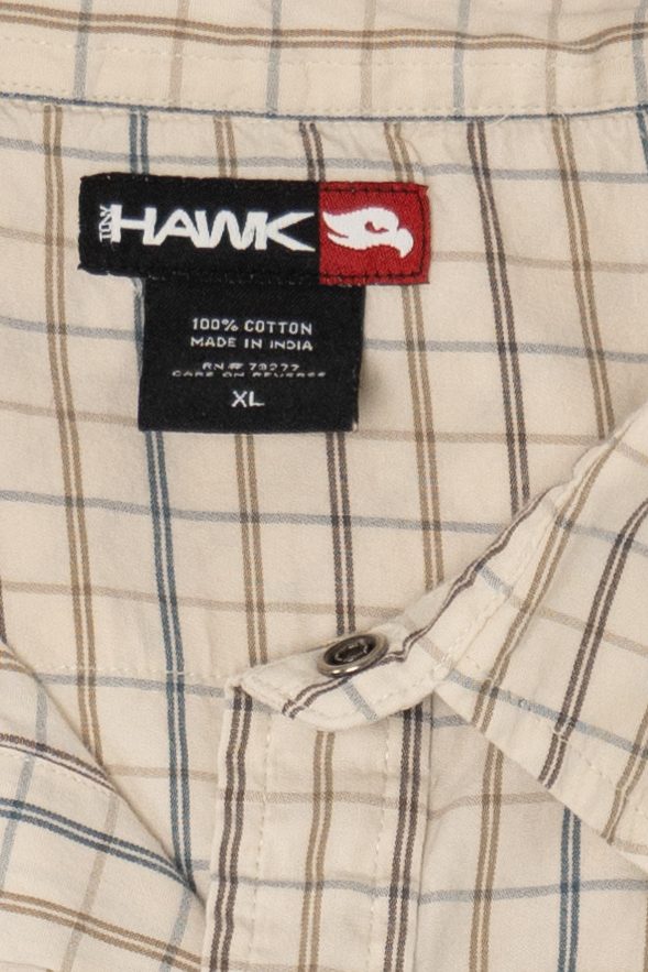 Beige Plaid Tony Hawk Button Up Shirt (2010s)