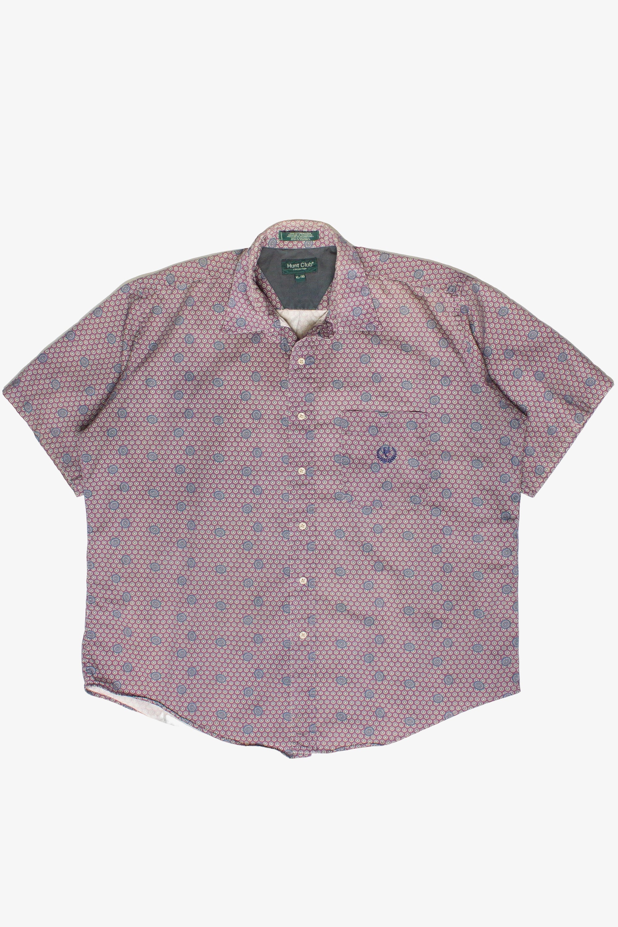 Vintage Patterned Hunt Club Short Sleeve Button Up Shirt