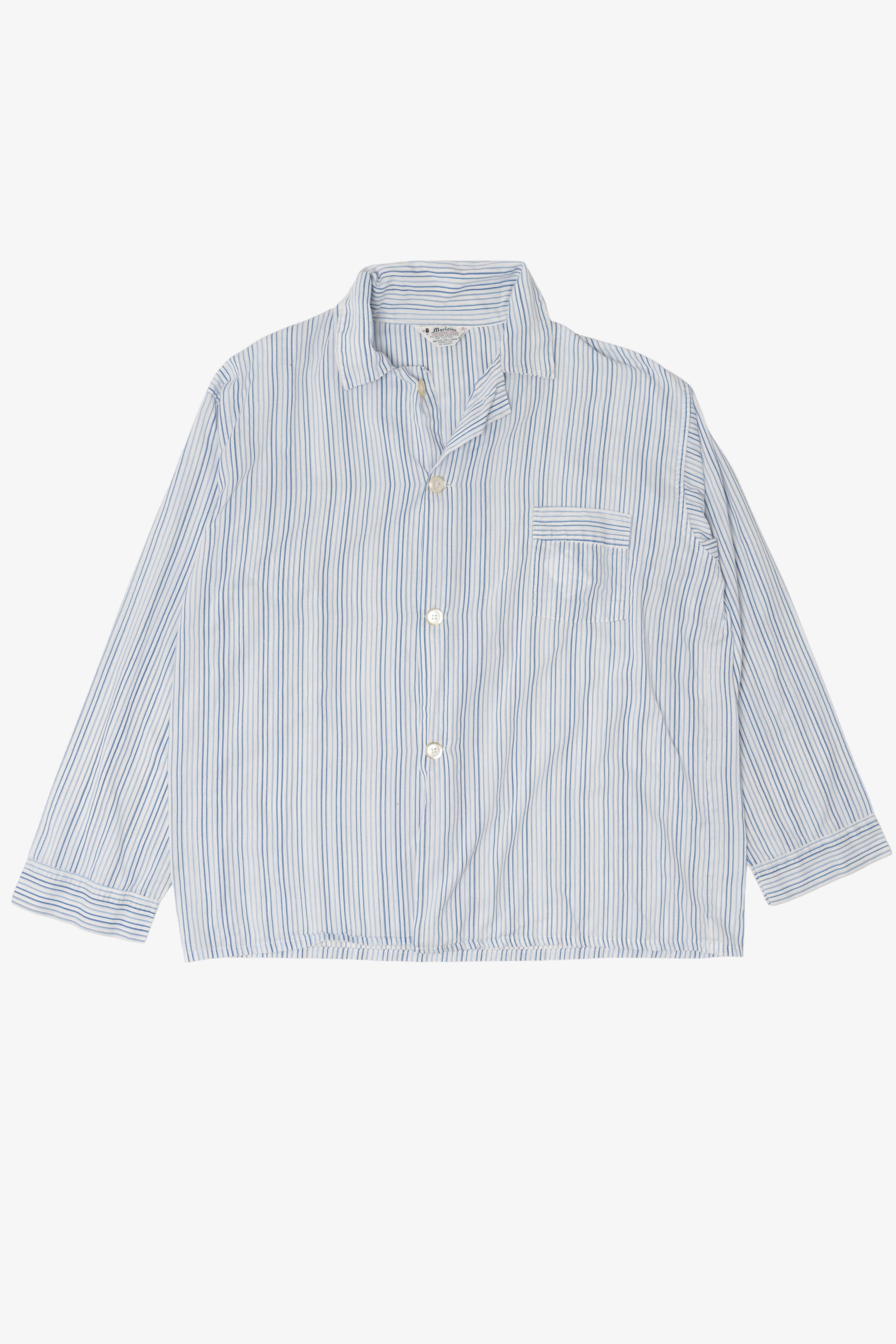 Vintage Light Blue Pinstriped Marlowe Permanent Press Button Up Shirt (1970s)