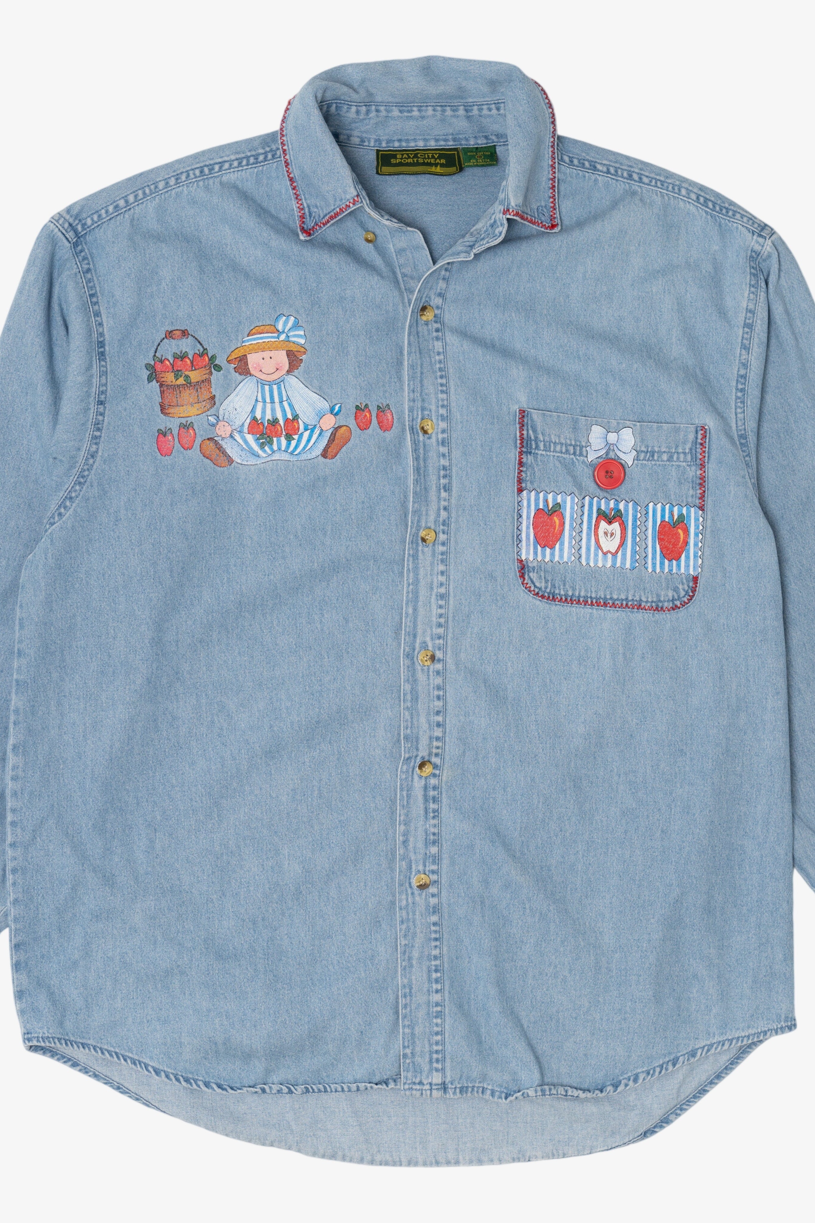 Vintage Apple Basket Denim Button Up Shirt (1990s)