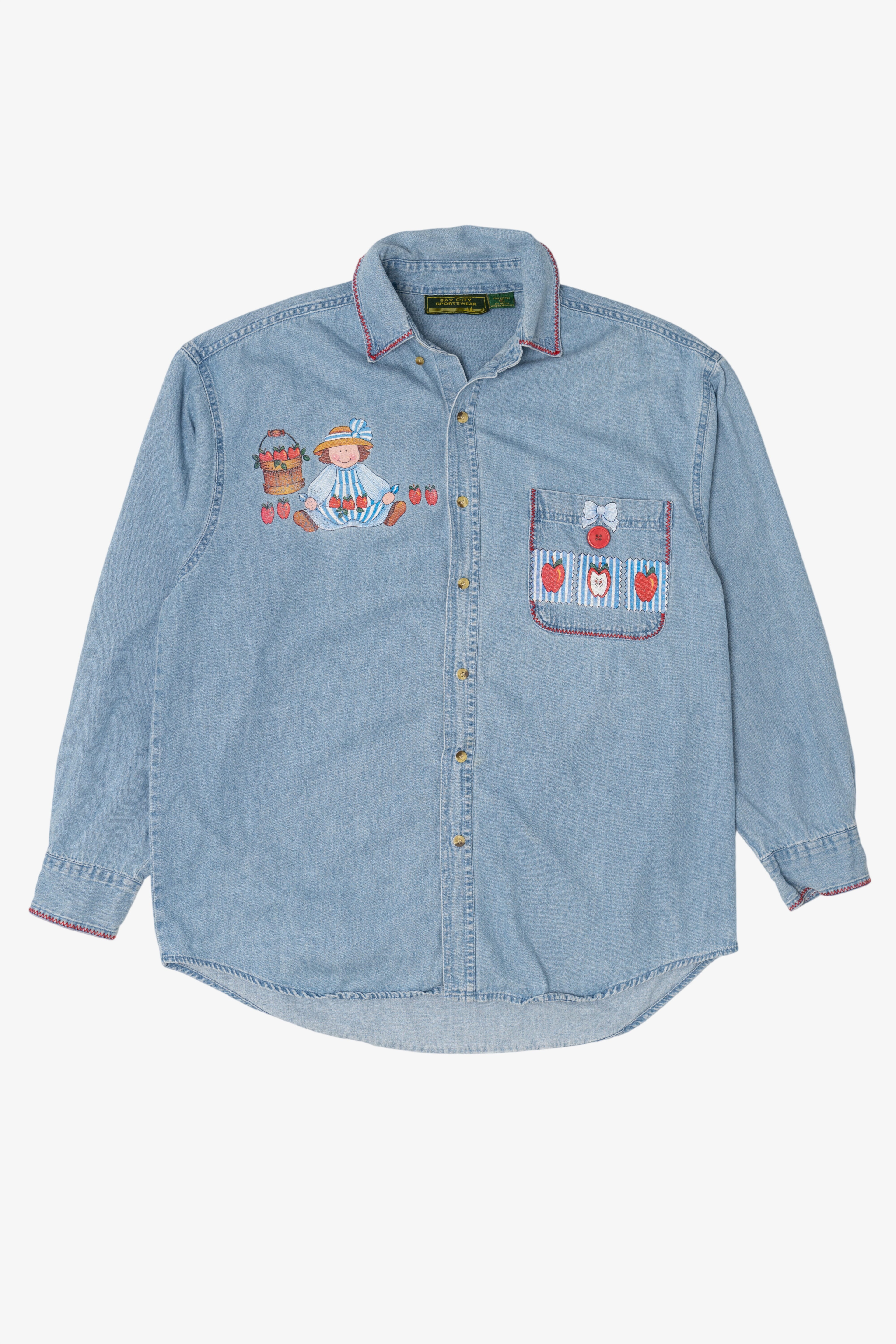 Vintage Apple Basket Denim Button Up Shirt (1990s)