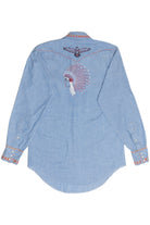 Vintage Hand Embroidered Native American Chief Bear Paw Detail Button Up Shirt