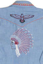 Vintage Hand Embroidered Native American Chief Bear Paw Detail Button Up Shirt