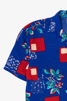 Vintage Blue Floral And Red Squares Pattern Kathie Lee Button Up Shirt (1990s)