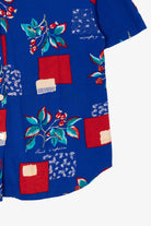 Vintage Blue Floral And Red Squares Pattern Kathie Lee Button Up Shirt (1990s)