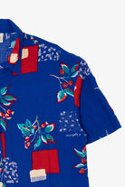 Vintage Blue Floral And Red Squares Pattern Kathie Lee Button Up Shirt (1990s)