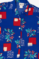 Vintage Blue Floral And Red Squares Pattern Kathie Lee Button Up Shirt (1990s)