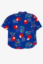 Vintage Blue Floral And Red Squares Pattern Kathie Lee Button Up Shirt (1990s)