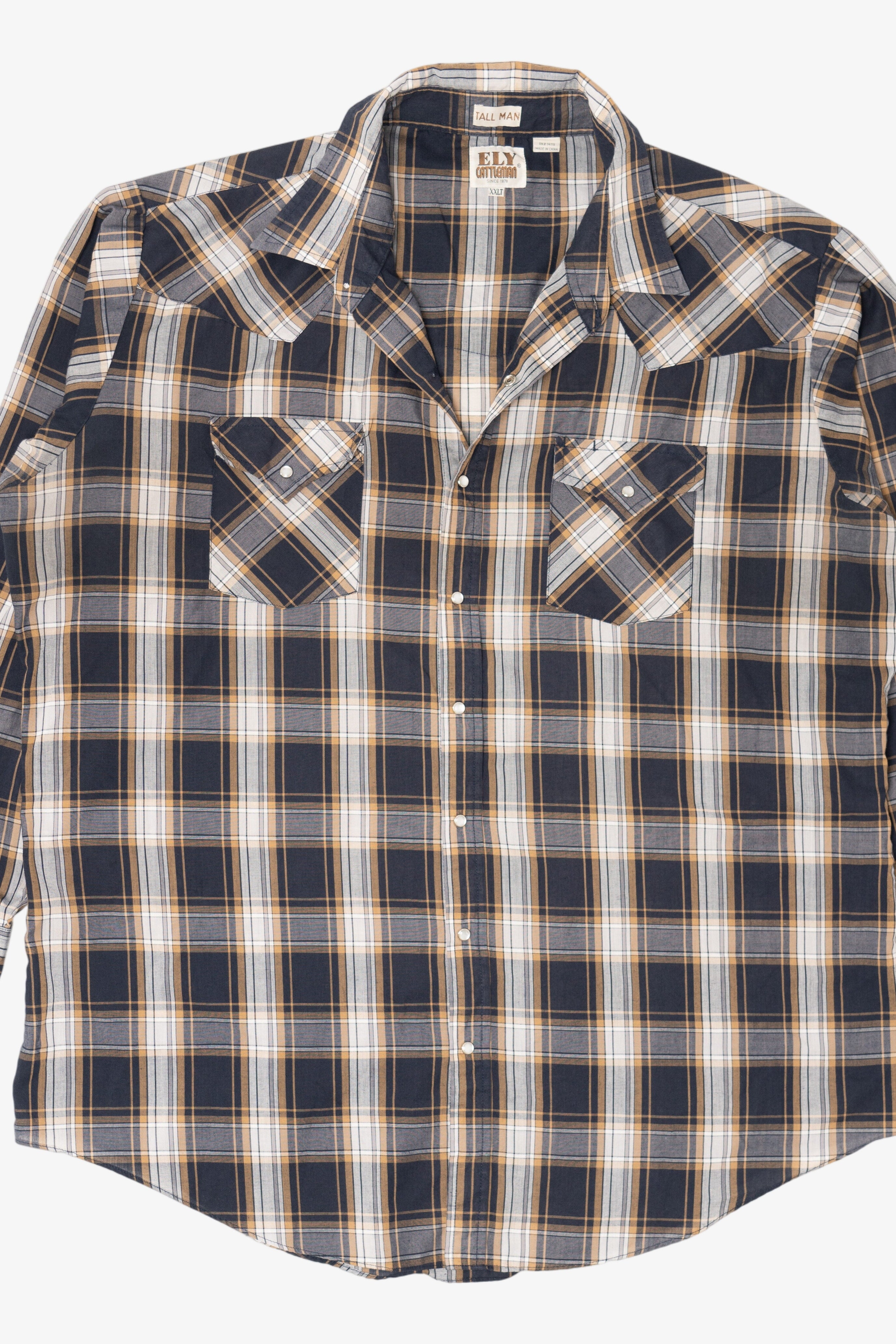 Vintage Ely Cattleman Tall Man Plaid Button Up Shirt (1990s)
