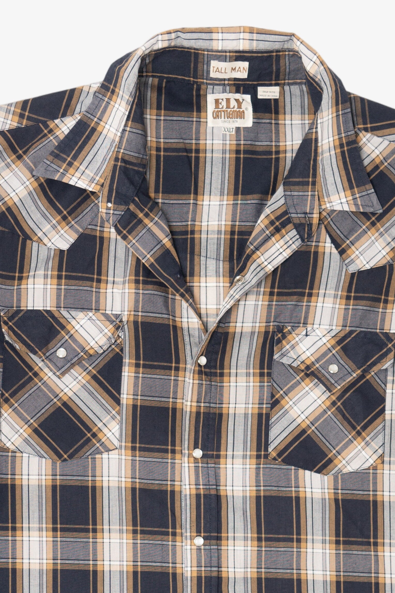 Vintage Ely Cattleman Tall Man Plaid Button Up Shirt (1990s)