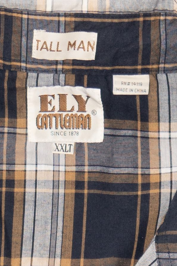 Vintage Ely Cattleman Tall Man Plaid Button Up Shirt (1990s)