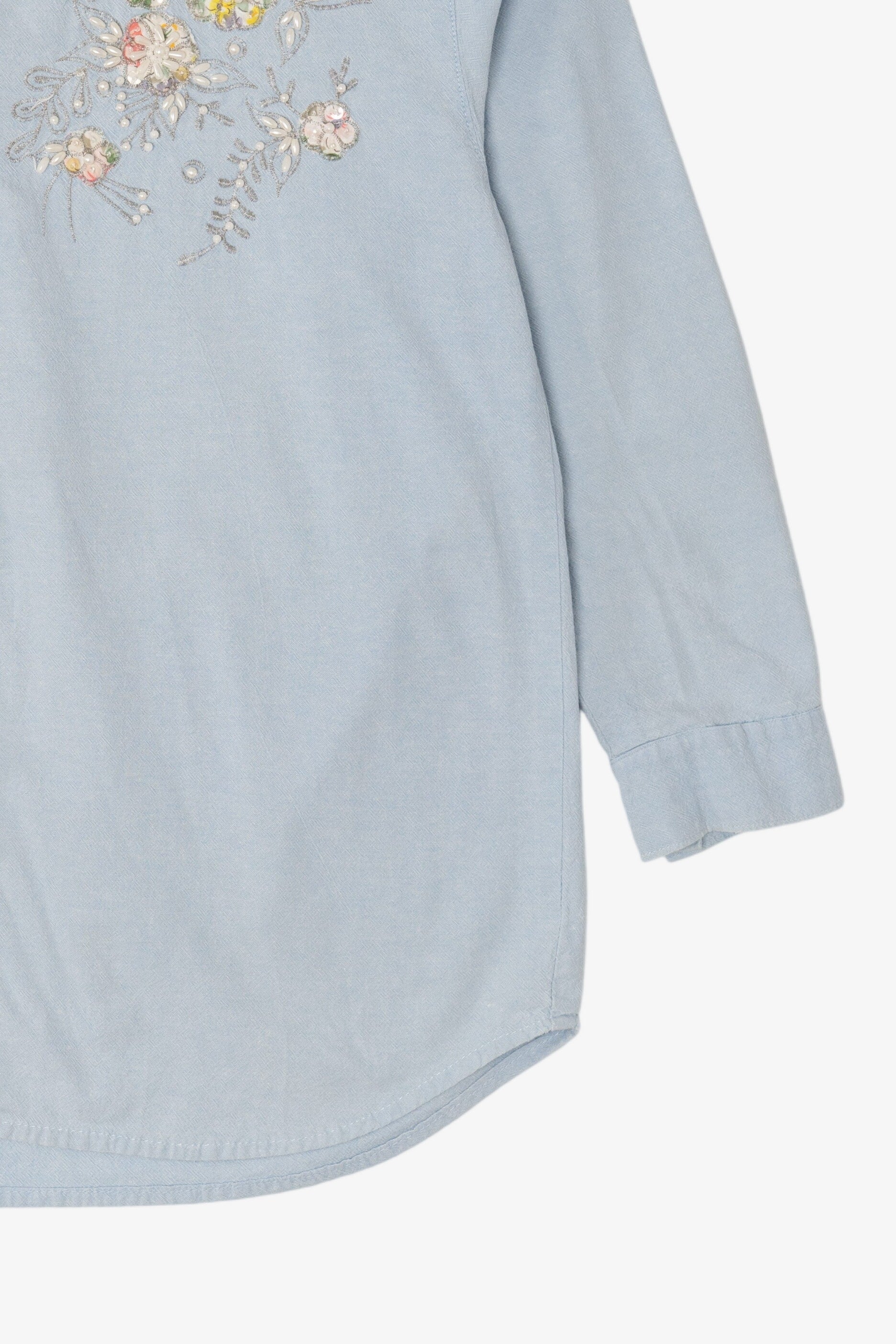 Vintage Light Blue Embroidered Button Up Shirt (1990s)