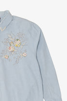 Vintage Light Blue Embroidered Button Up Shirt (1990s)