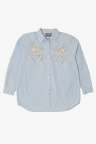 Vintage Light Blue Embroidered Button Up Shirt (1990s)