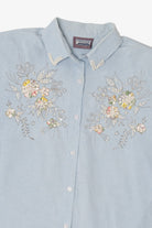 Vintage Light Blue Embroidered Button Up Shirt (1990s)
