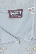 Vintage Light Blue Embroidered Button Up Shirt (1990s)
