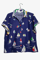 Vintage Oversized Sailboats Button Up Shirt (1980s)