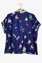 Vintage Oversized Sailboats Button Up Shirt (1980s)