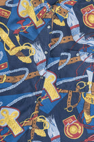 Vintage Equestrian Medallion Print Silk Button Up Shirt (1990s)