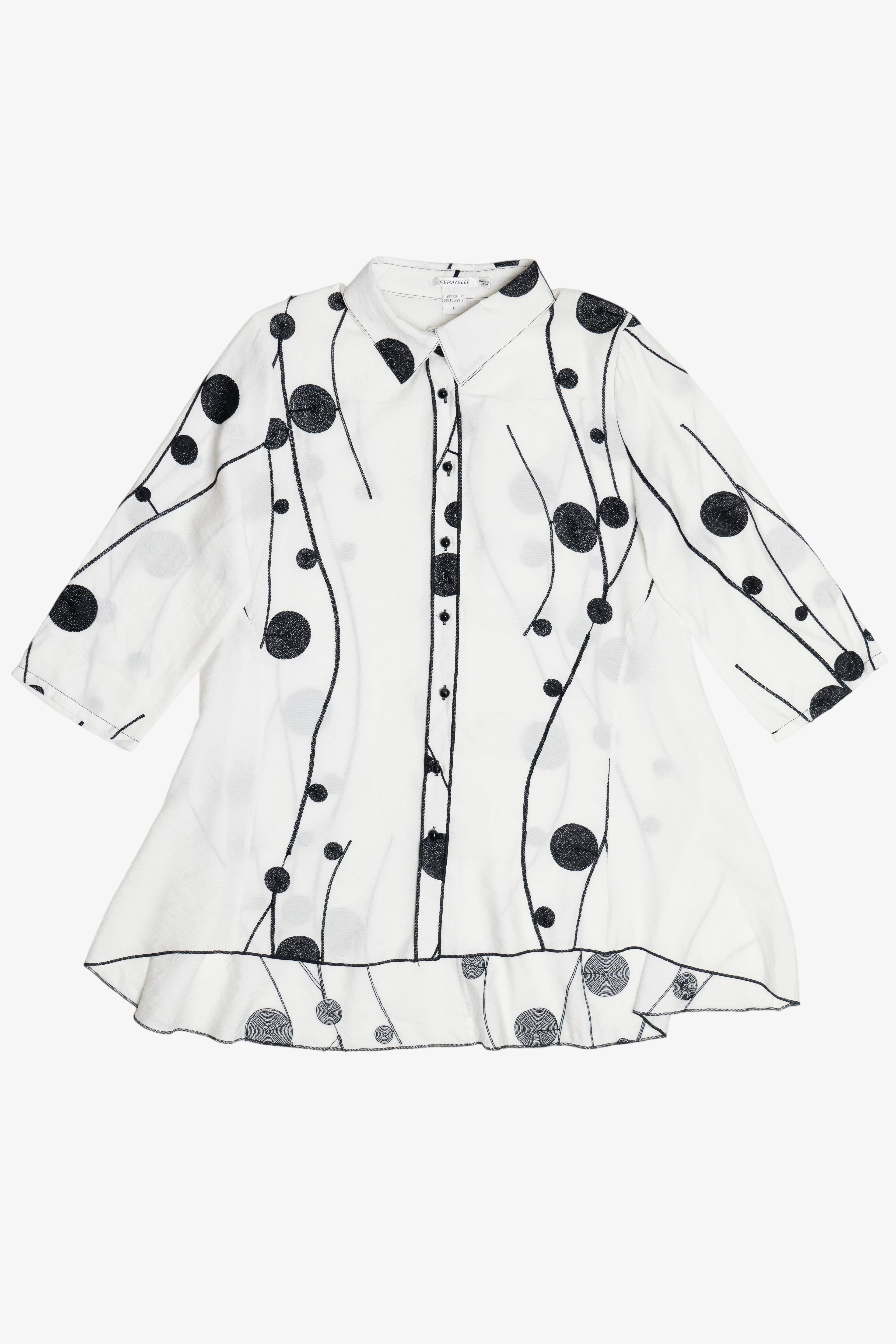 Vintage Feratelli Embroidered Button Up Tunic Top (2000s)