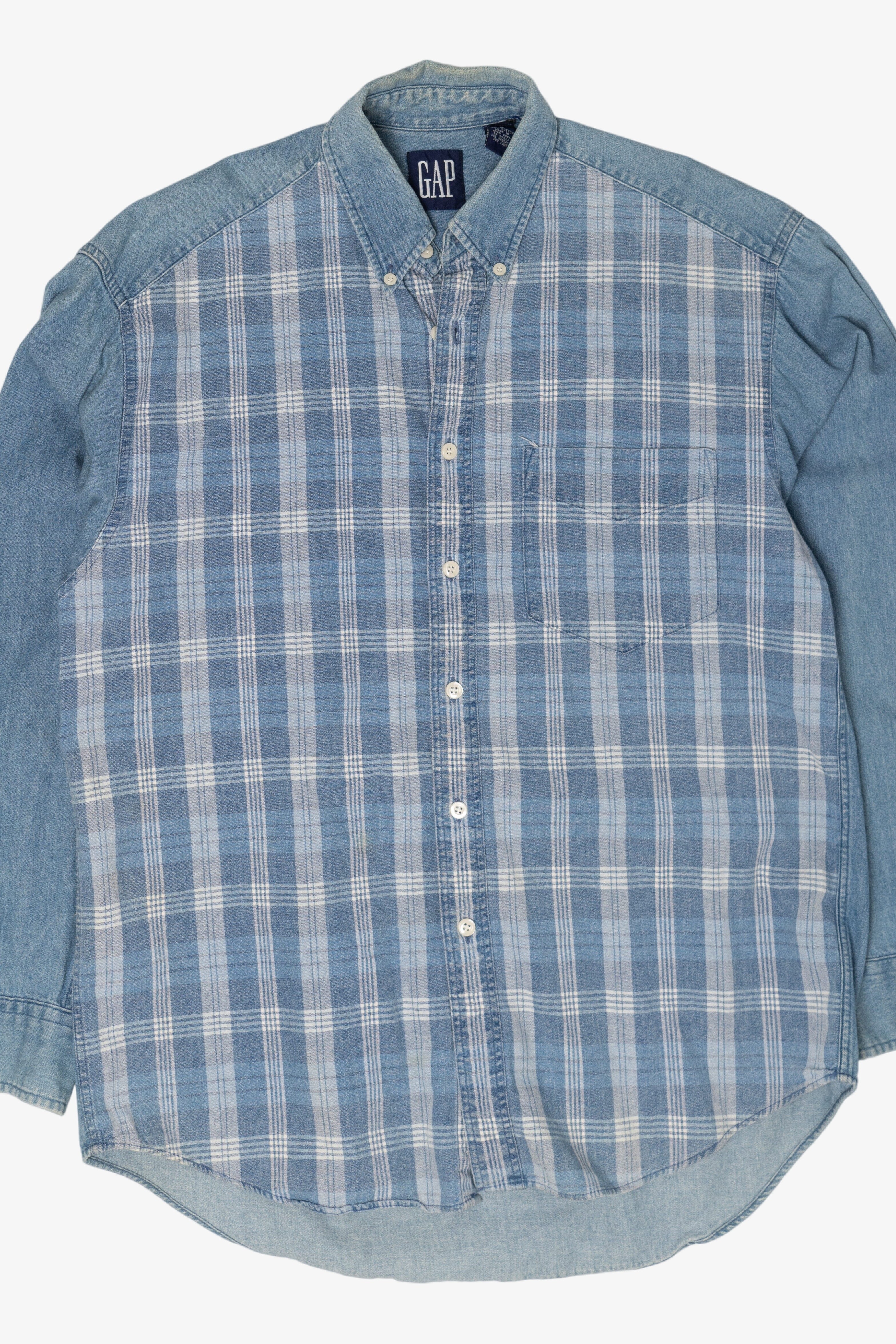 Vintage Gap Plaid Denim Button Up Shirt (1990s)