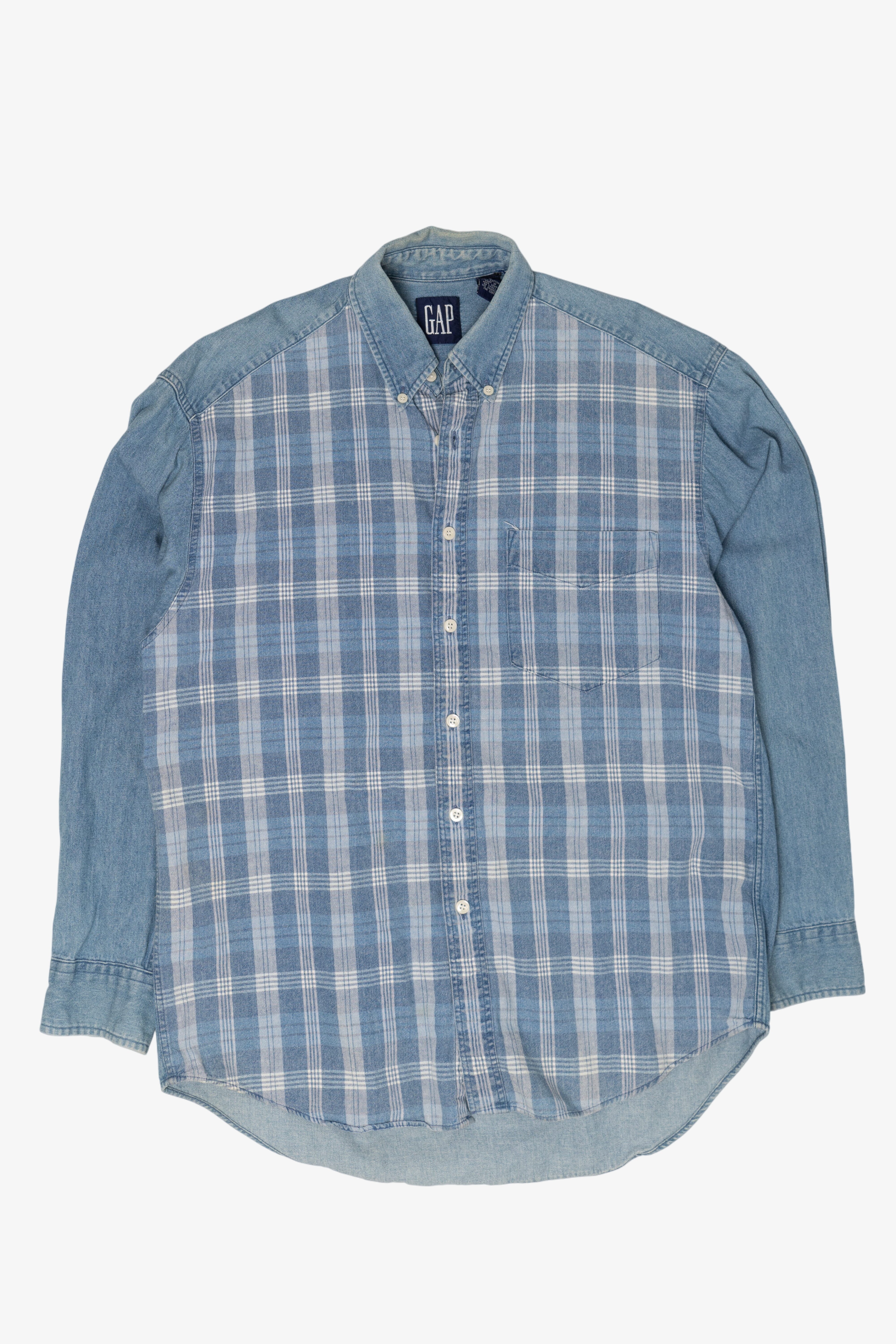 Vintage Gap Plaid Denim Button Up Shirt (1990s)