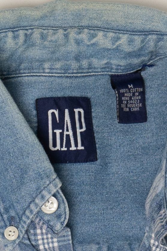 Vintage Gap Plaid Denim Button Up Shirt (1990s)