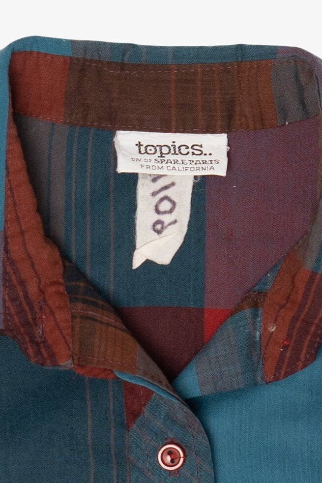 Vintage Red/Blue Topics Plaid Button Up Shirt (1990s)