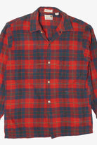 Vintage Red Plaid Amcrest Permanent Press Flannel Button Up Shirt (1960s)