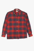 Vintage Red Plaid Amcrest Permanent Press Flannel Button Up Shirt (1960s)